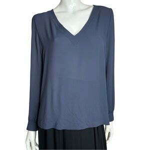 Loft Blue Long‎ Sleeve V-Neck Blouse
